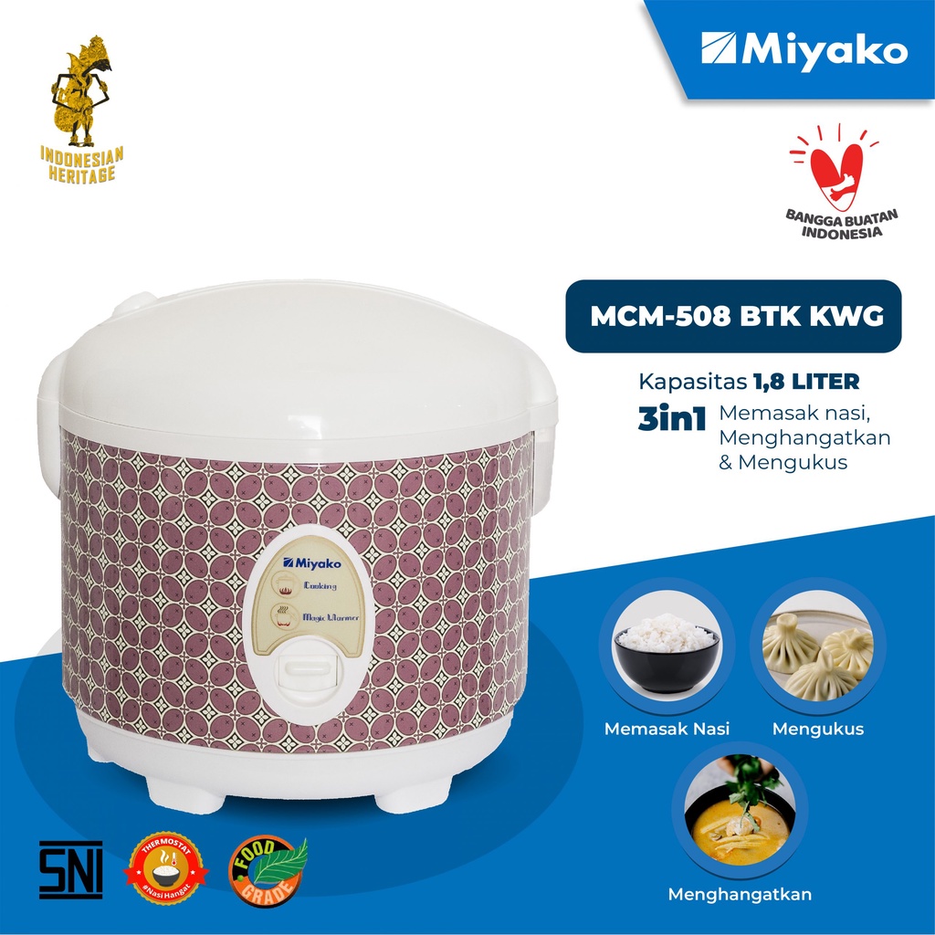 PROMO MAGIC COM MIYAKO MCM 508 BTK BIASA TEFLON 1.8 LITER RICE COOKER