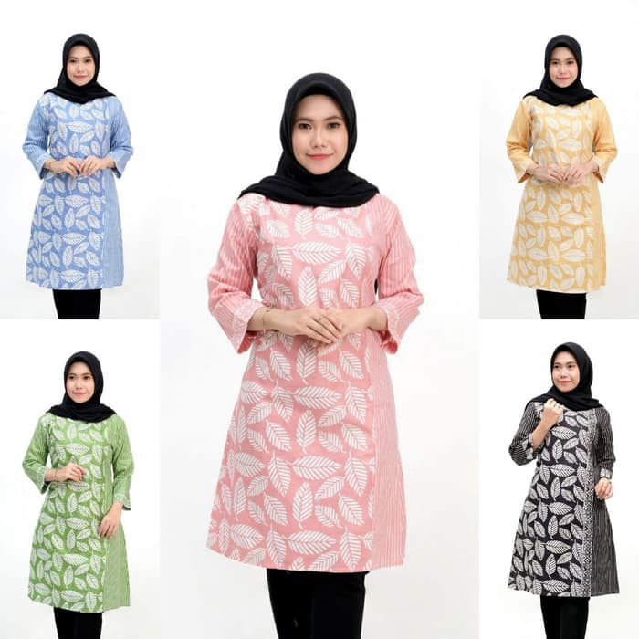Tunik Batik batik kantoran Baju Dres batik Atasan Batik wanita soft 8
