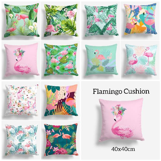 BANTAL SOFA PRINT MOTIF FLAMINGO BIRD LEAVES AESTHETIC 40X40 CM