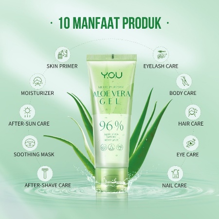 ⭐BAGUS⭐ Y.O.U MULTI PURPOSE ALOE VERA GEL 96% / YOU GEL ALOE VERA MULTIFUNGSI (60GR)