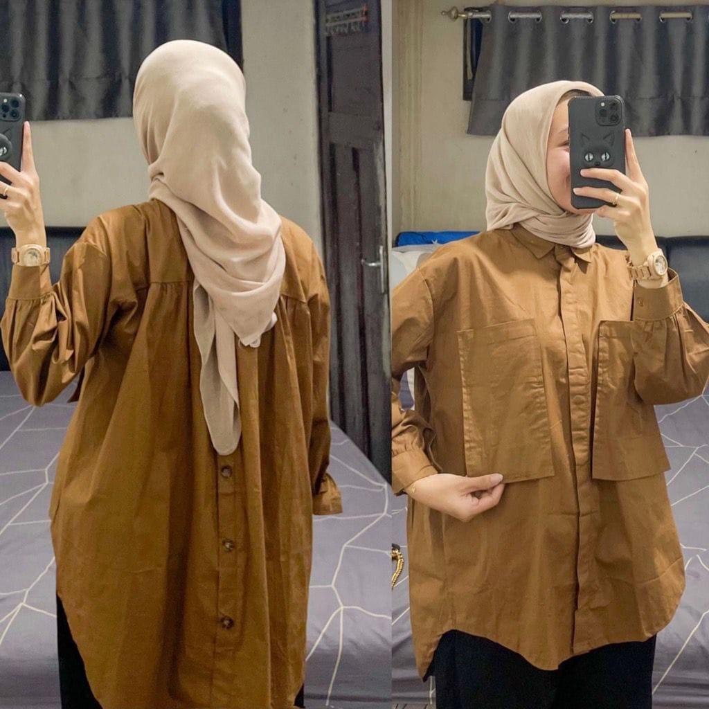 LORA TOP / KEMEJA ATASAN WANITA BAJU BLOUSE WANITA POCKET FULL KANCING AKTIF BUSUI FRIENDLY