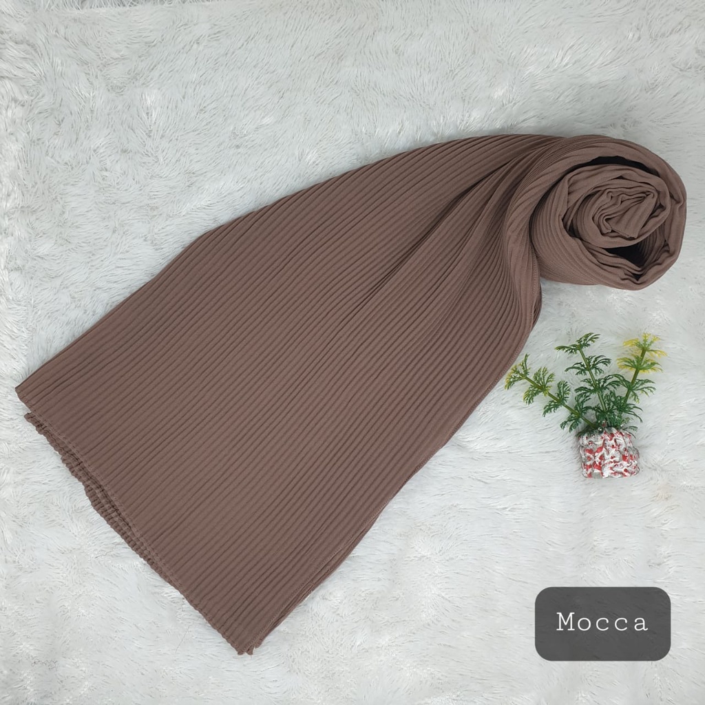Pashmina Plisket Ceruty Babydol Full Plisket Lidi Tanpa Lipatan-MOCCA