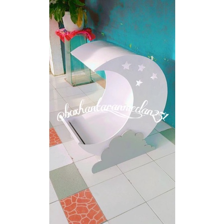tempat tidur bayi jati belanda bulan sabit dekorasi aqiqah