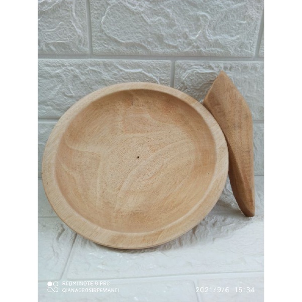 Ulekan kayu/cobek kayu+mutu ukuran 16cm