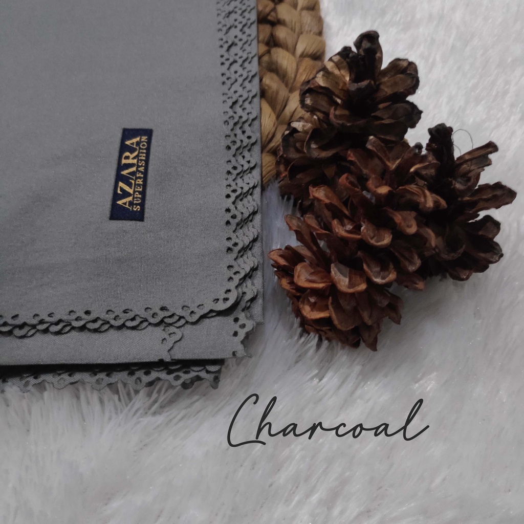 HIJAB AZARA VOAL LASERCUT, VOAL AZARA, JILBAB SEGI EMPAT AZARA VOAL LC, AZARA VOAL JAPAN LC-Charcoal
