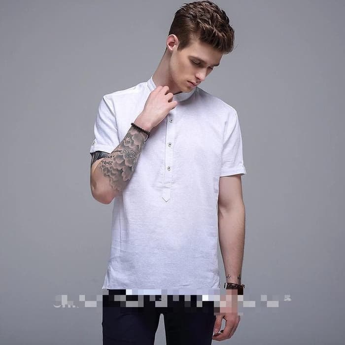 [koko khan white OT] baju koko katun stretch putih