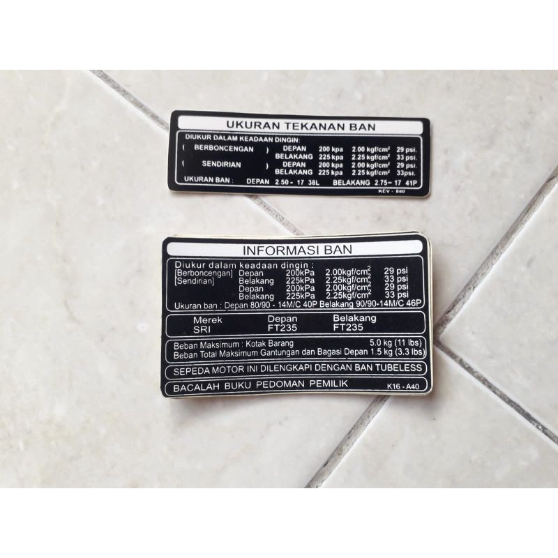 STIKER DETAIL PELENGKAP MATIC HONDA INFORMASI BAN