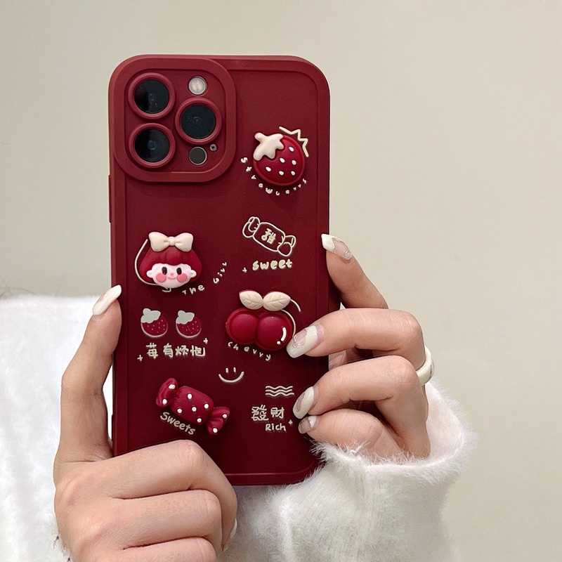 Lovely！Red Candy Girl Soft Case OPPO A53 A33 A31 A9 A5 2020 A3S Realme C1 A52 A92 F11 Reno 5 6 A7 A5S A12 A11K A15 A15S A35 Casing VIVO V15 V20 Pro Y20 Y20S Y20i Y12S Y50 Y30 Y30i Y11 Y12 Y15 Y17 Y12i Y19 S1 V9 Y93 Y91C Xiaomi Redmi Note 7 8 Pro iP iPhone