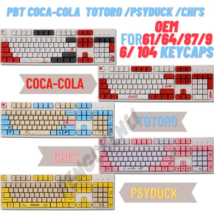 Keycap 104 Tombol Oem Sublimasi Pbt Tema Binatang Cherry Untuk Keyboard Mekanik