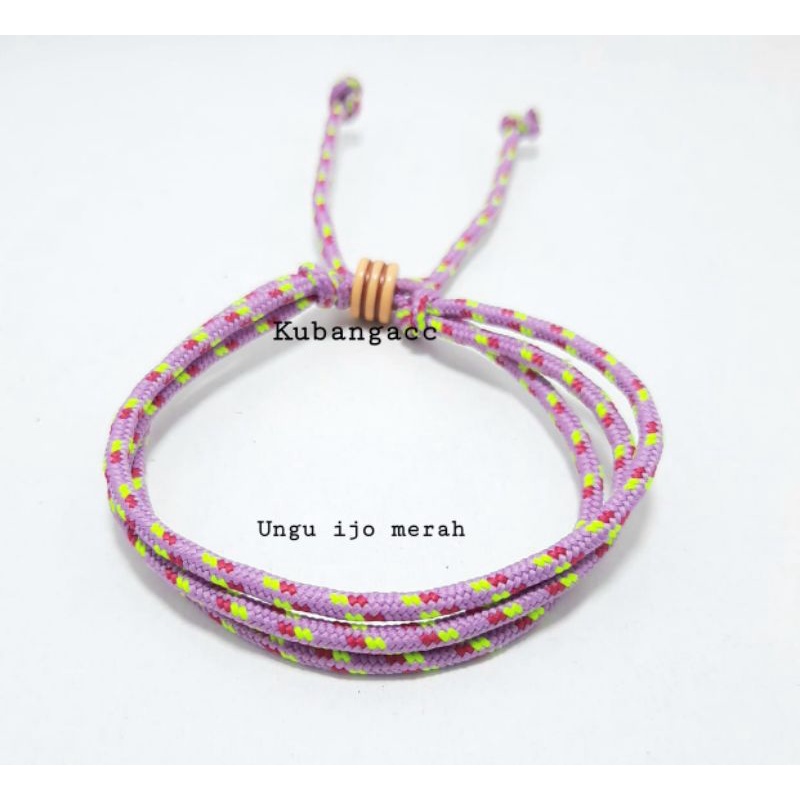 promoooo.gelang prusik 3 rangkap, gelang prusik keren,gelang cowok/cewek, gelang tali. gepang murah,-Ungu ijo mrah