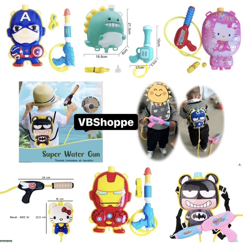 Mainan Pistol Air Water Gun Battle Perang Tembak Tembakan Air Avengeerrr Hello Kitty Ultramen Robot