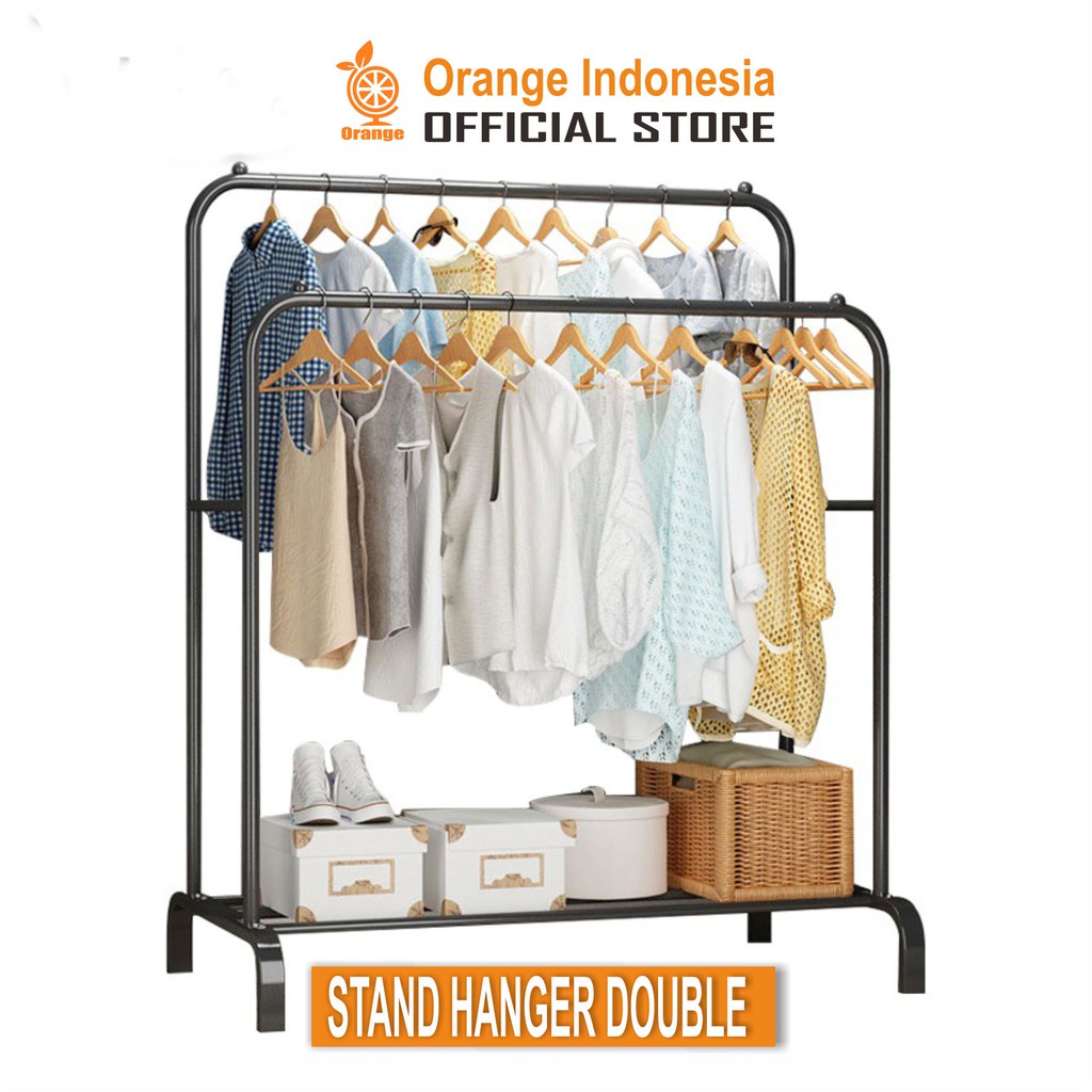 Rak Stand Hanger Double dan Stand Hanger Single Gantungan Baju Berdiri Kuat 40kg WHFURNITURE