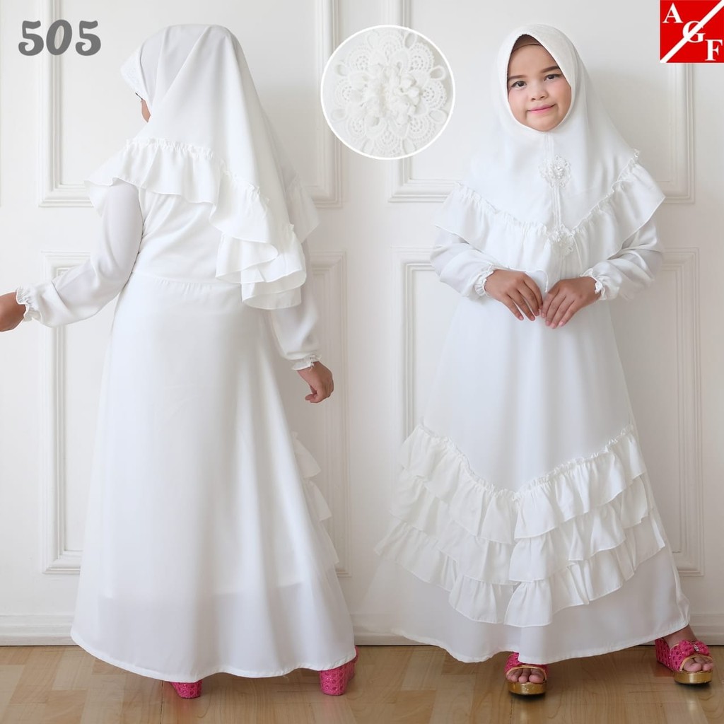 AGNES Gamis Putih Anak Perempuan Baju Busana Muslim Brukat ...