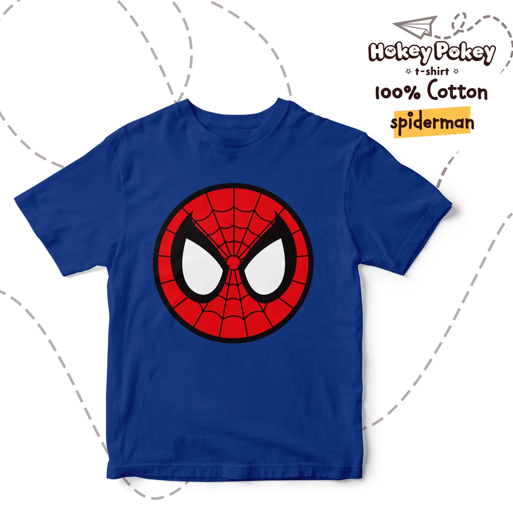 Baju Kaos T Shirt Anak Laki Laki Katun Combed Motif Spiderman Biru