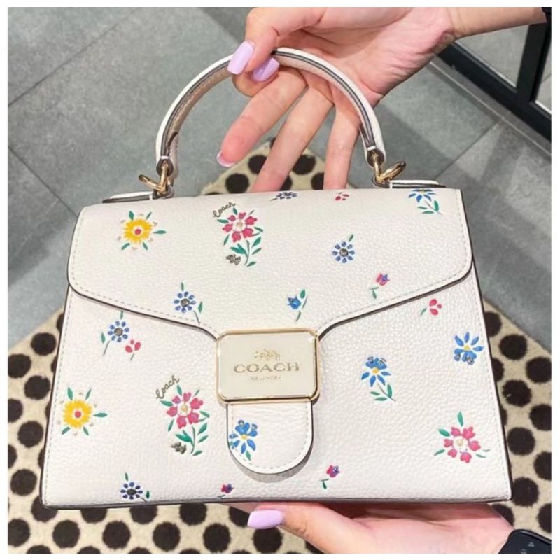 Coach Pepper Satchel Bag In Wild Meadow Print  (C4092)