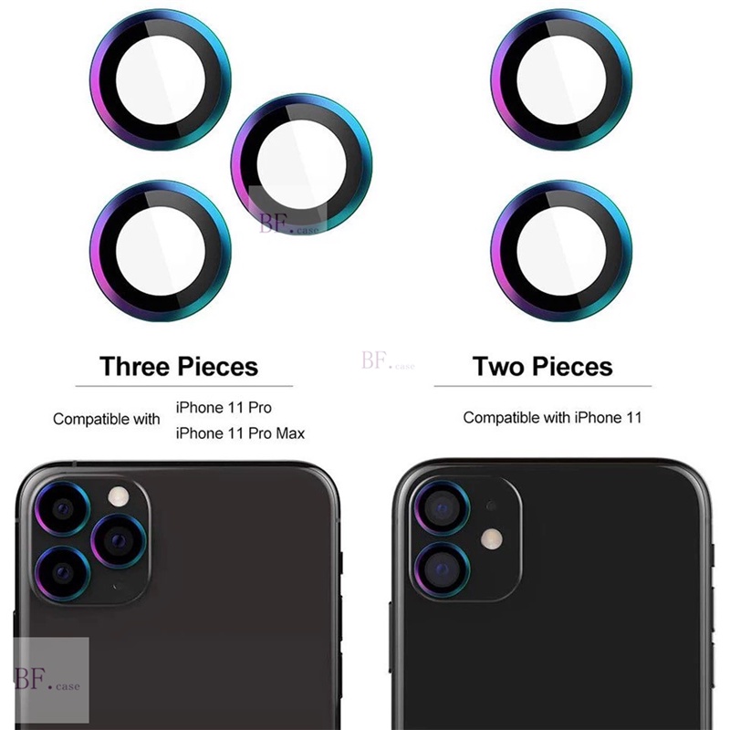 (Set)for Iphone 14 Pro Max12 11 13 HD Tempered Glass Metal Ring Bahan Aluminium Alloy Lensa Penutup Layar Kamera Film