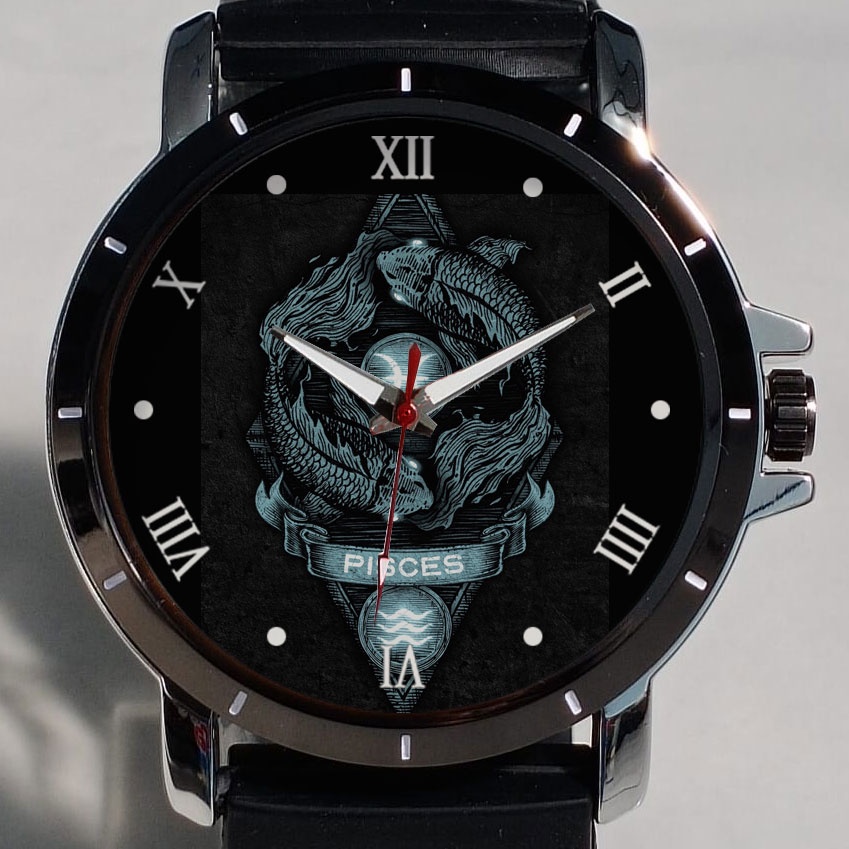 Jam Tangan Pria Bintang Zodiac Pisces Horoscope Custom