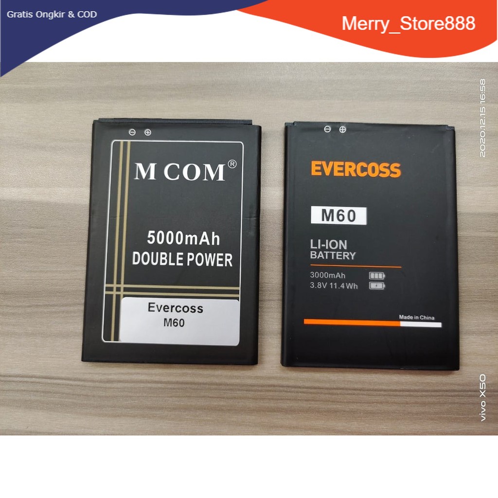 Batere Battery Batre Baterai Double Power Mcom Evercoss M60