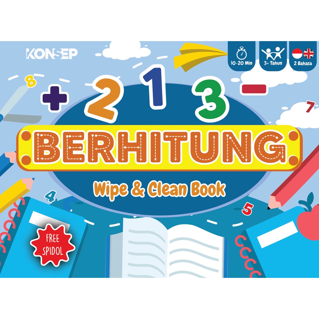 Activity Book Wipe And Clean - Seri Berhitung - Konsep Studio - Buku Edukasi Anak Belajar Menulis Untuk PAUD dan TK