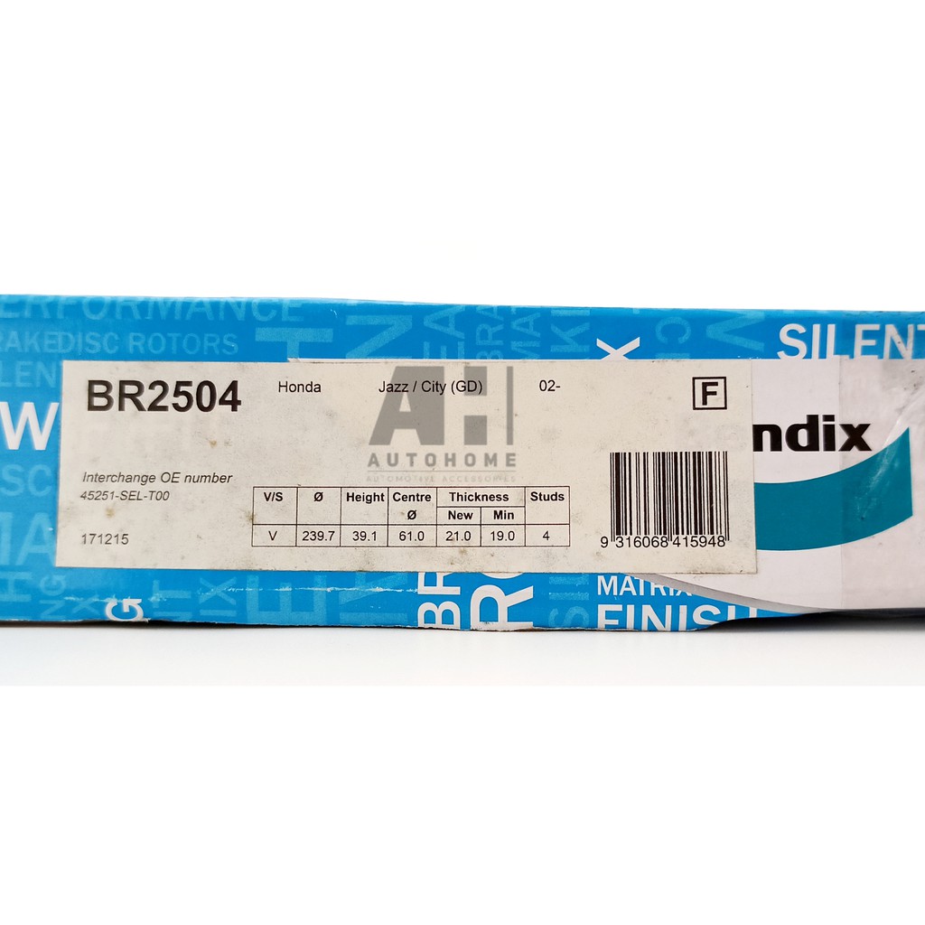 Piringan Cakram Rem Honda City GD8 2004-2008 - BENDIX Disc Brake Rotor BR2504
