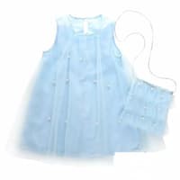 TBI Gaun Dress Princess Gatsby Blue + Sling Bag Fashion Import Anak Cute