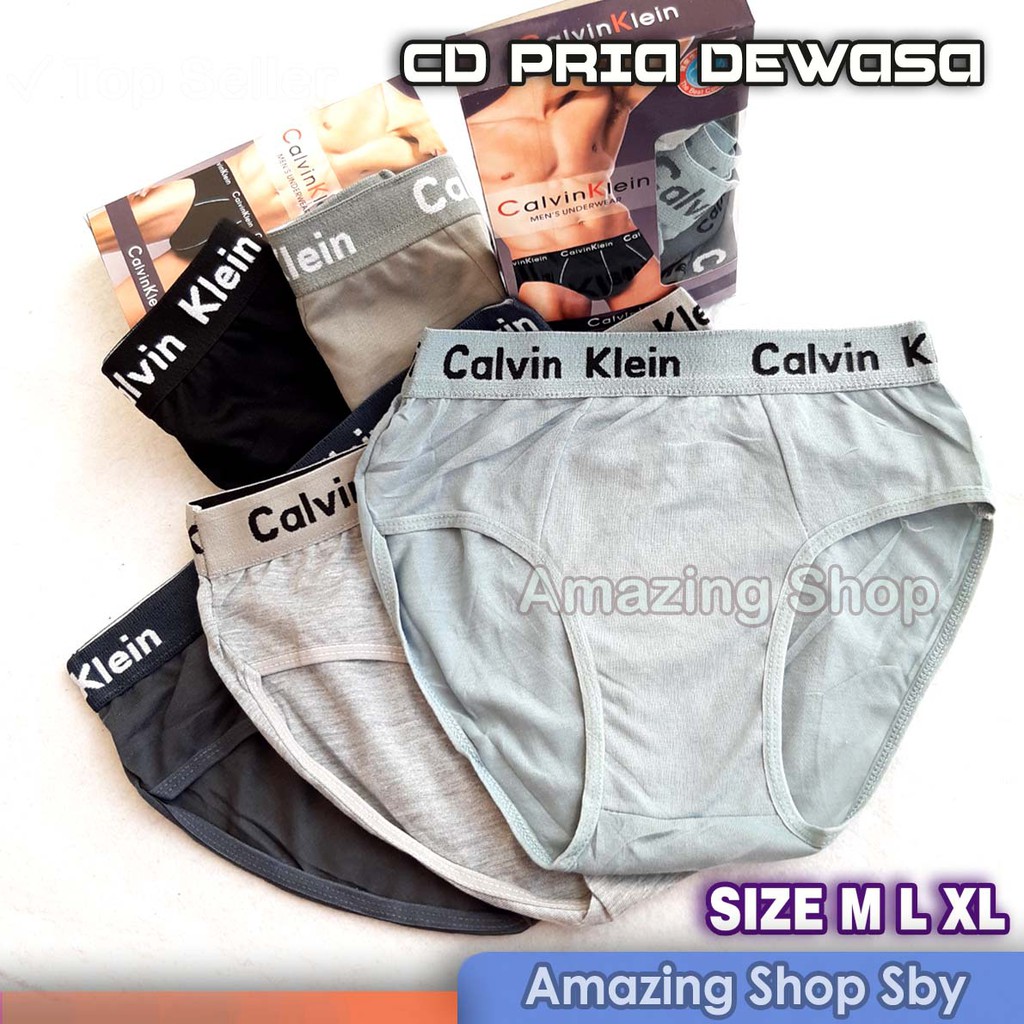 CD Celana Dalam  Pria Dewasa CD Laki Laki Cowok Remaja (Box isi 3 Pcs) Calvin Klein