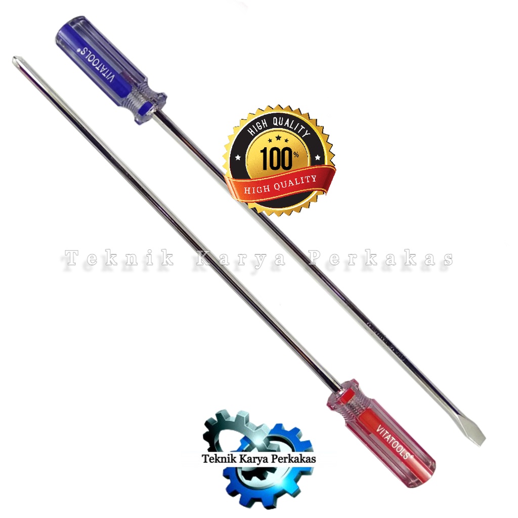 VITATOOLS Obeng gagang transparan obeng set panjang 12" inch plus minus Obeng setting
