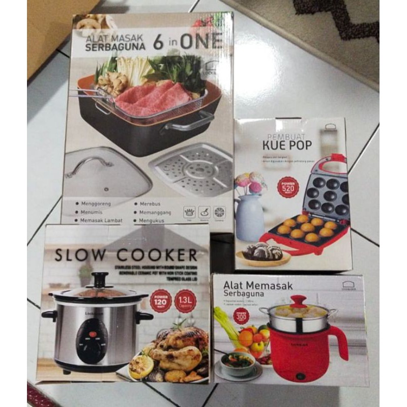 Lock & Lock Alat Masak Serbaguna 6in1 / Slow Cooker / Pembuat Kue Pop / Alat Masak Serbaguna 1,3 L