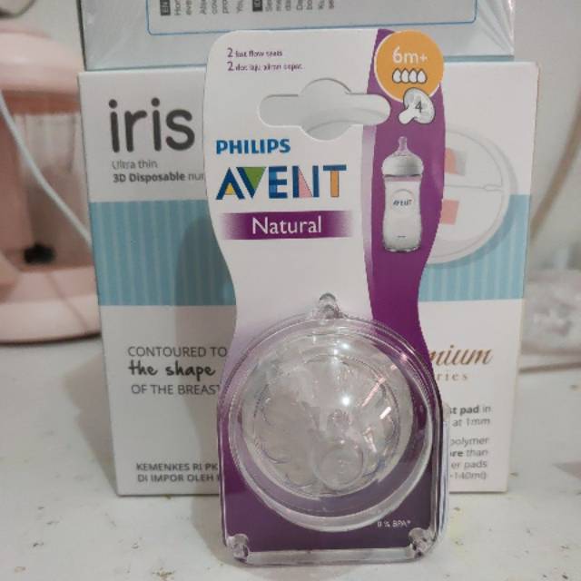 Philips avent natural fast flow teats 6m+ 4 lubang dot 2 pcs pentil teat