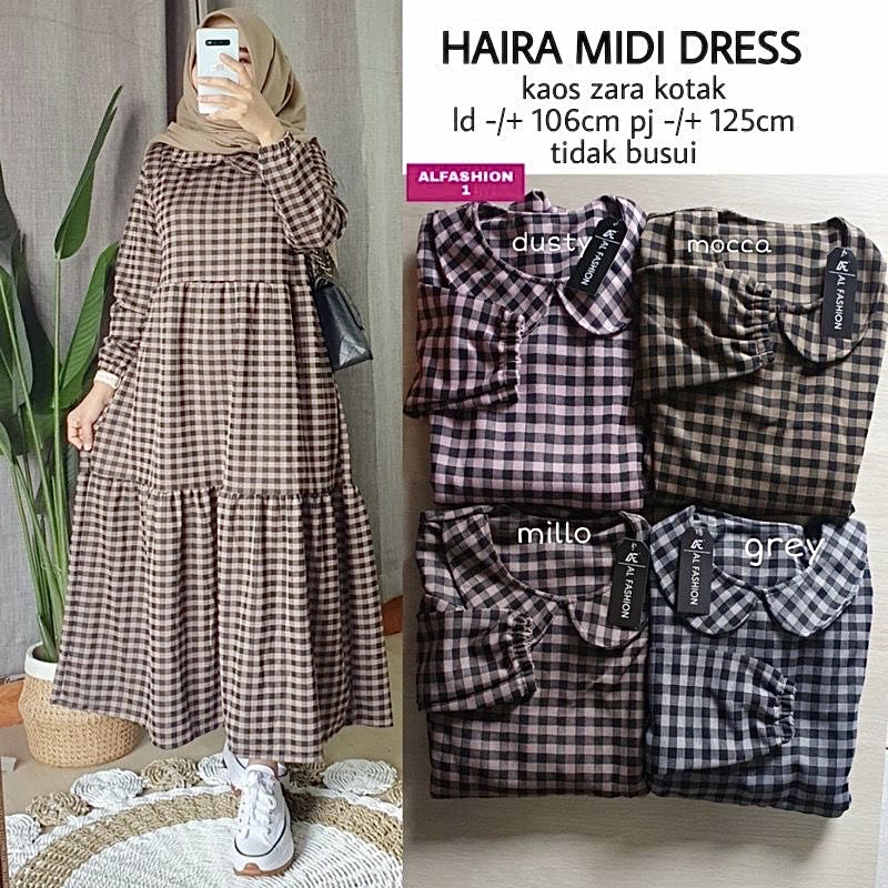 Haira Midi Dress - Kaos Kotak Zara LD110 / R.11 - 332-6622