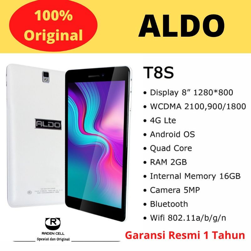 Aldo T8S Ram 2/16 GB 8 Inch Tablet Android 4G Murah Tab 4G Murah Garansi Resmi 1 Tahun