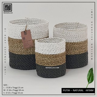 Keranjang Anyaman Cover Pot Tanaman Seagrass Mix Sintetis Keranjang Anyaman Cover Pot Tanaman Seagrass Mix Sintetis