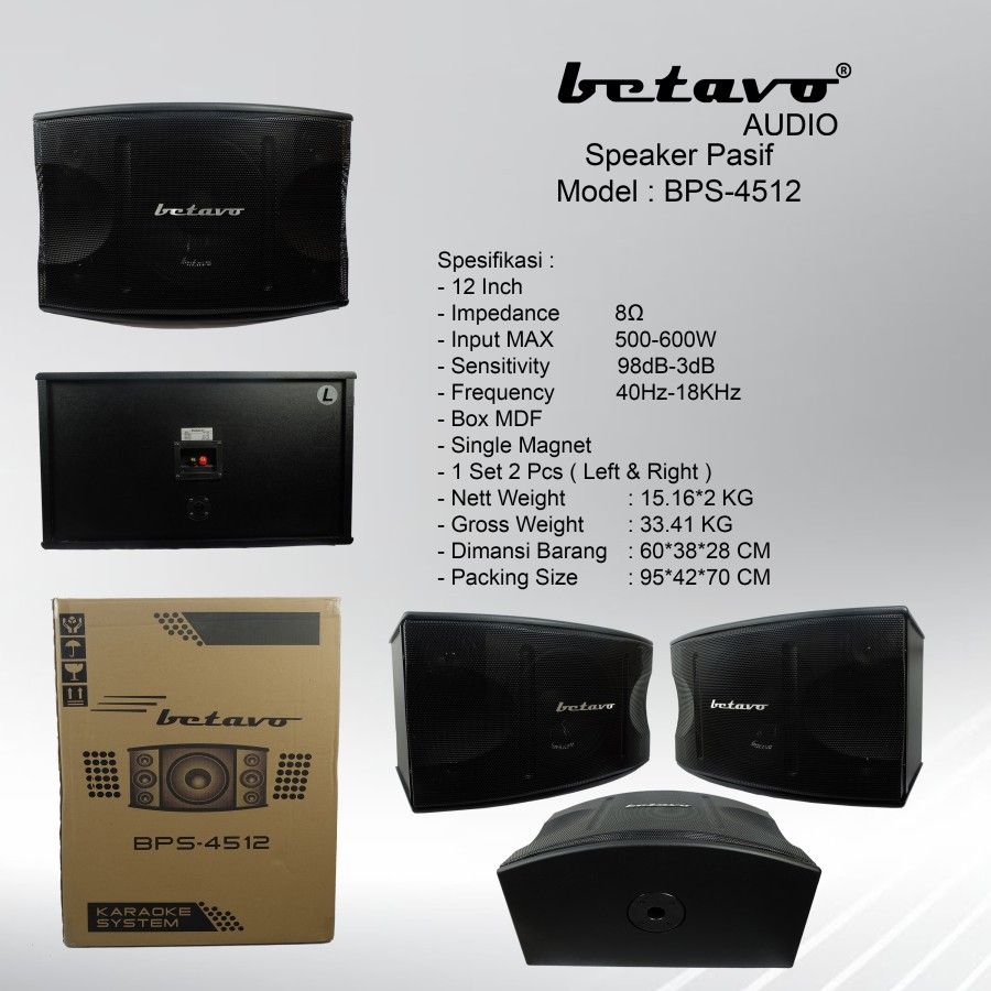 Speaker Pasif BETAVO BPS-4512 Professional Audio 1 Set 2 Pcs