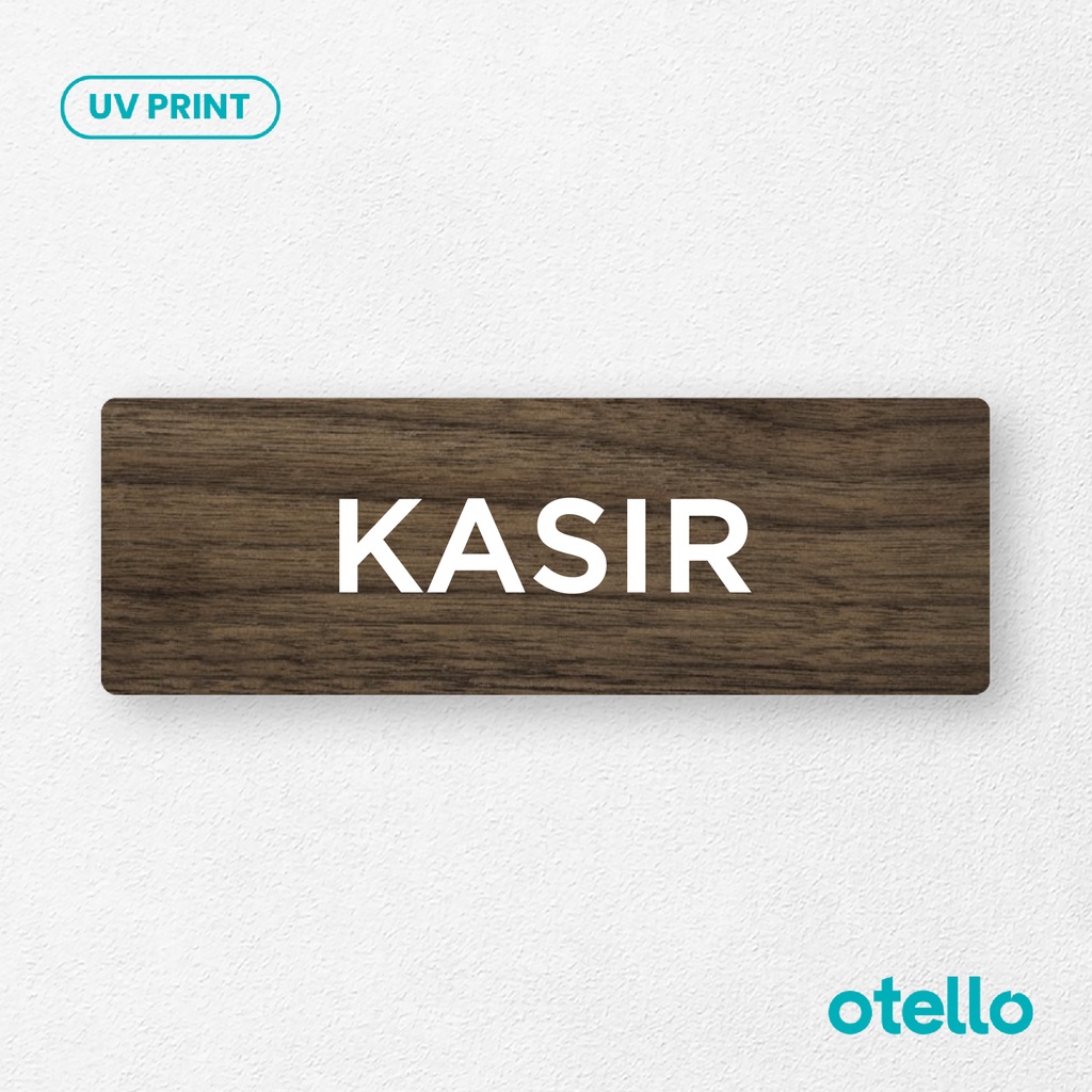 Papan Tulisan Kasir Sign Board Kayu Print UV Papan Label Sticker Dinding Tempel Meja Himbauan Ruangan Cafe Restoran