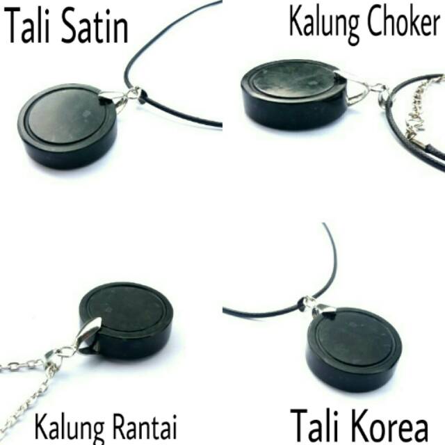 Kalung Liontin Natural Black Jade Aceh Terapi Medalion 30mm