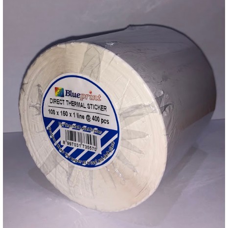 BLUEPRINT Direct Thermal Sticker / Label Stiker 100mm x 150mm x 1 line Isi 400 pcs Sticker