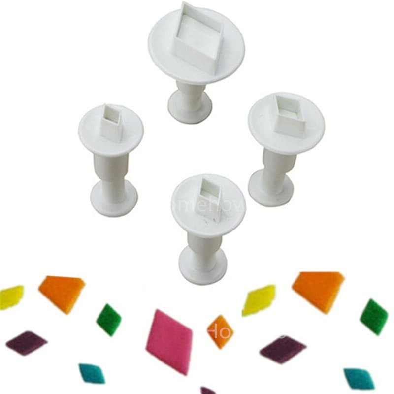 Fondant Plunger Cutter - Cetakan Fondant Diamond Shape (4pcs)