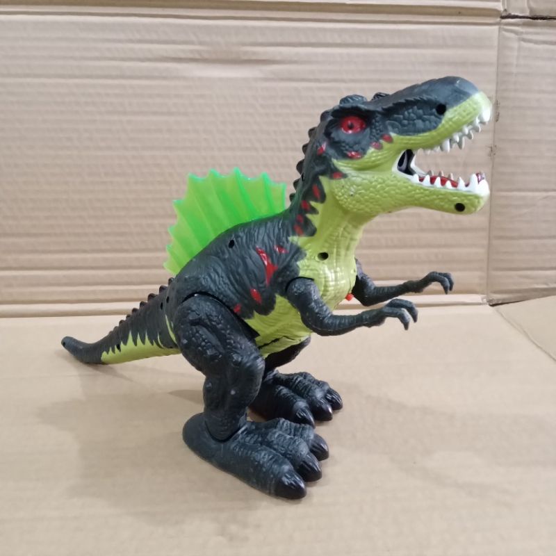 Mainan Dinosaurus T-Rex Jalan Baterai Lampu dan Suara Nano Spray Maenan Edukasi Anak Usia 0 1 2 3 4 