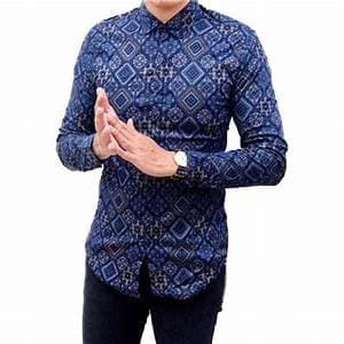 KEMEJA PRIA BATIK NAVY/BATIK MODERN KANTOR - Navy- M