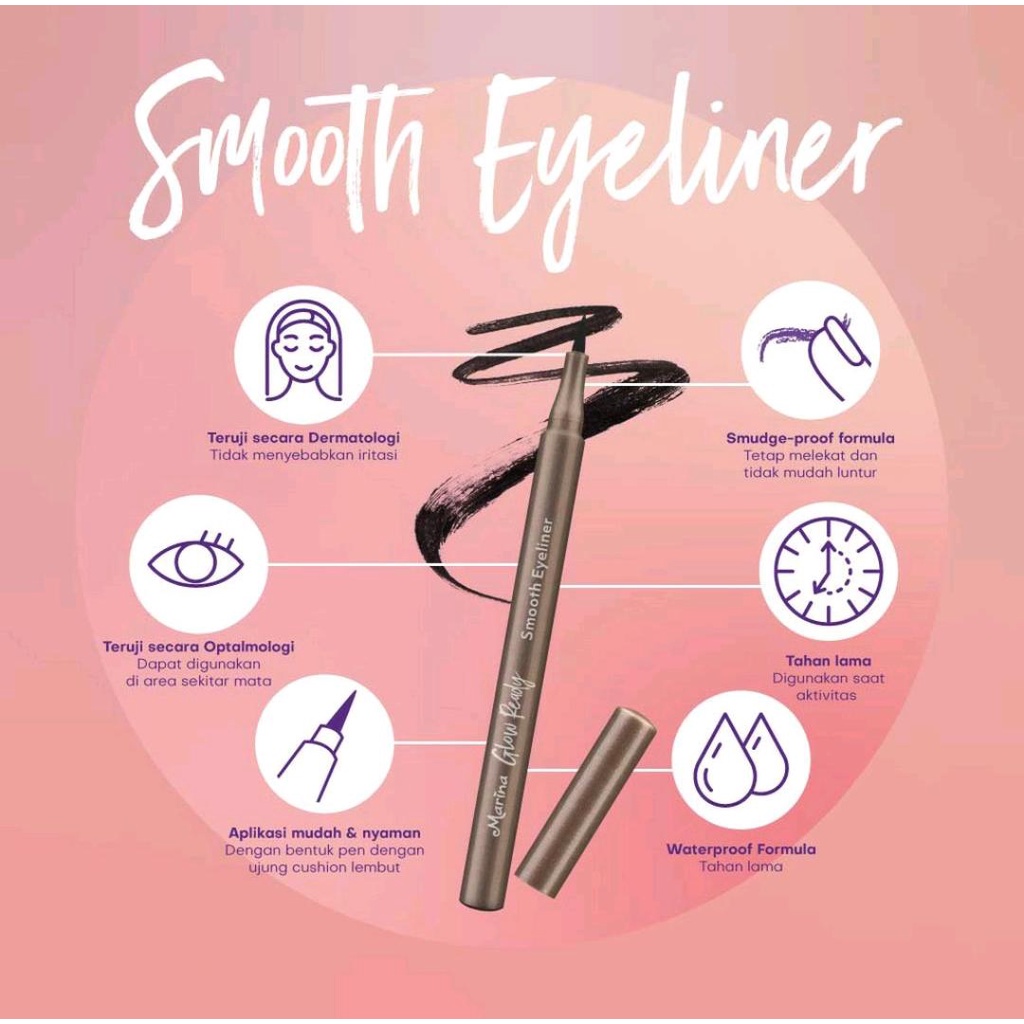 Marina Glow Ready Volumizing Mascara | Smooth Eyeliner Black | Brow Definer Pencil | Matic | Pensil Alis