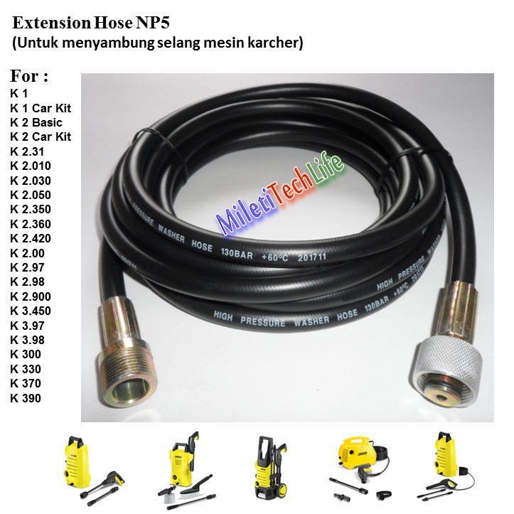 Selang Extension Hose NP5 5meter WP.130-145bar for Selang Karcher K1 K2 K3