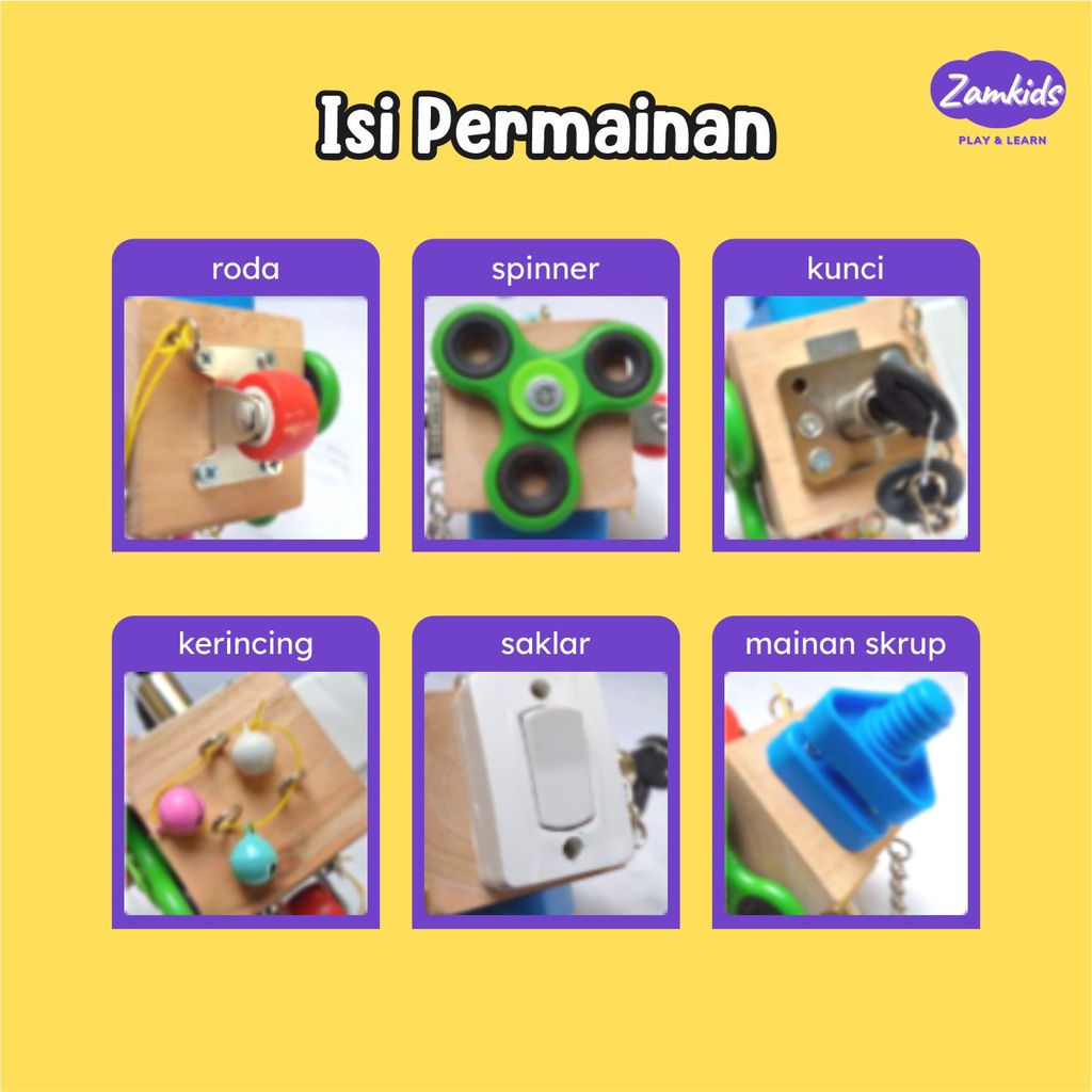 MAINAN EDUKASI MONTESSORI MONTESORI ANAK BAYI BALITA BUSY CUBE BALOK KAYU ASAH MOTORIK SENSORY SENSORI