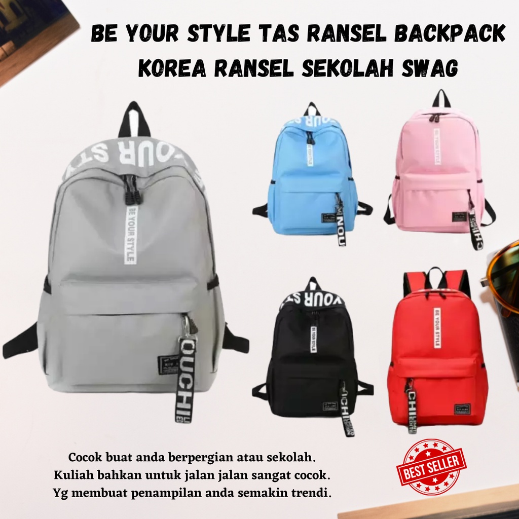 Tas Sekolah Be Your Style UKURAN BESAR BAHAN HALUS / Tas Ransel Backpack Korea Ransel Sekolah SWAG