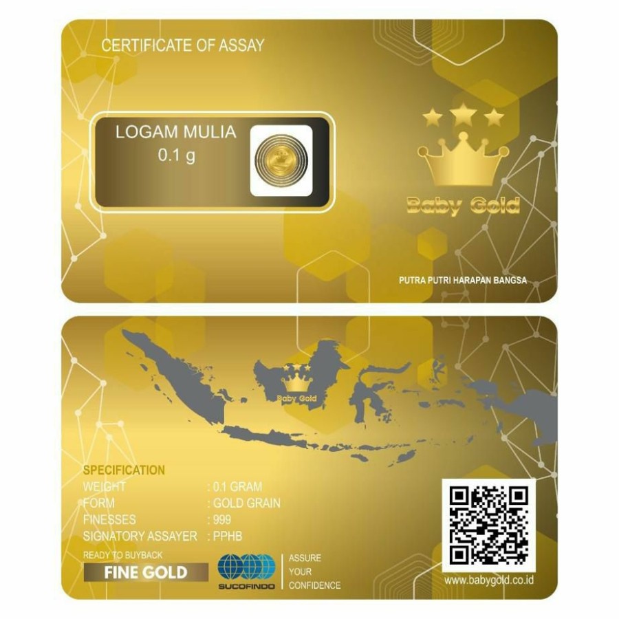 Microgram/Baby Gold 0,001 Gram Emas Mini Logam Mulia 24 Karat Jaminan Asli