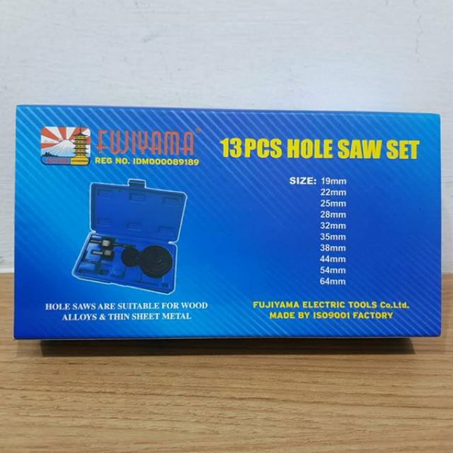 Hole saw set 13pc / Mata bor lubang kayu dan gypsum