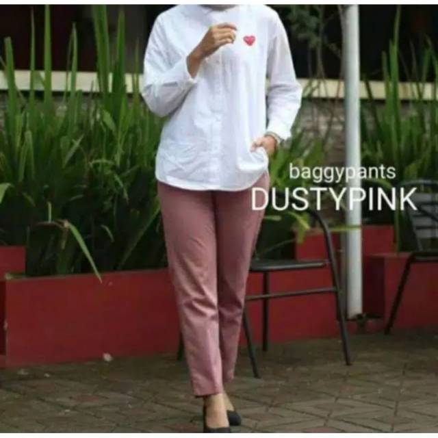 CELANA WANITA || BAGGY PANTS DUSTYPINK