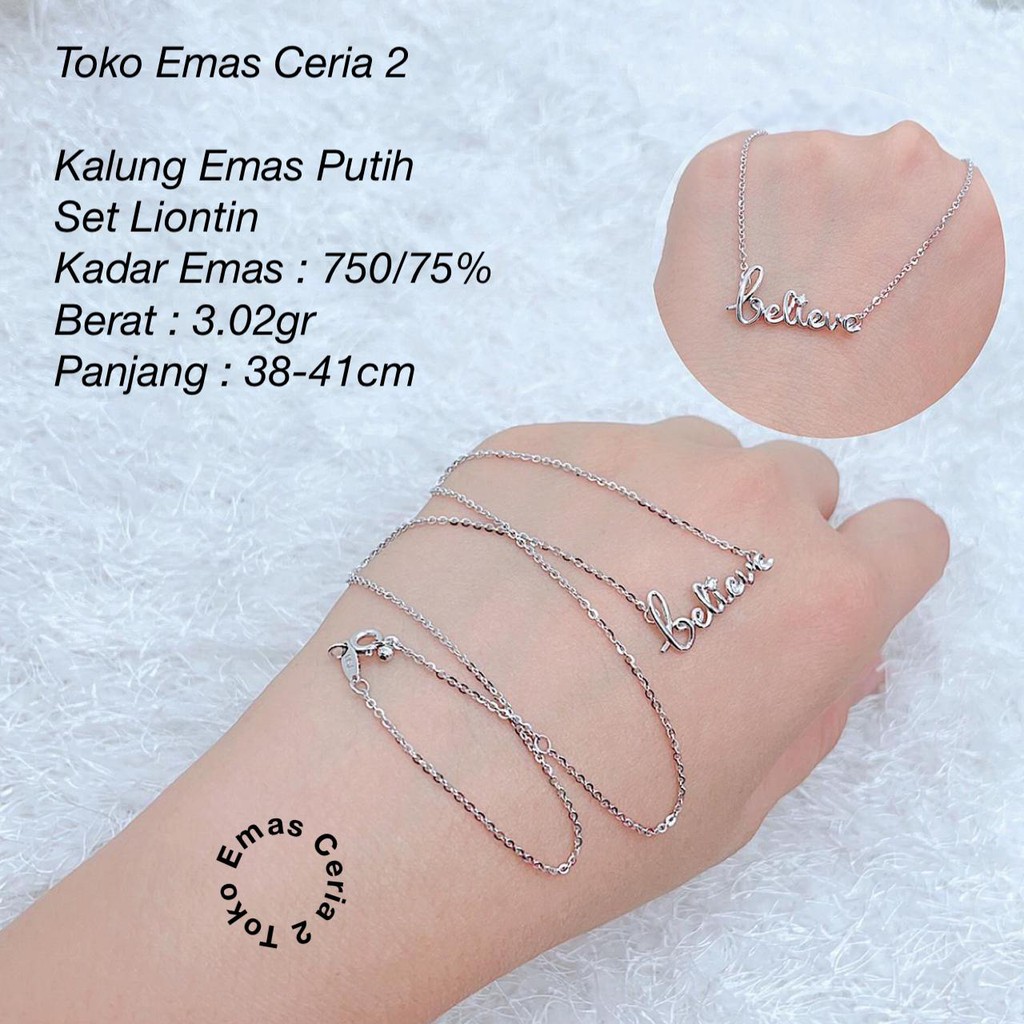 Kalung Emas Putih Set Liontin