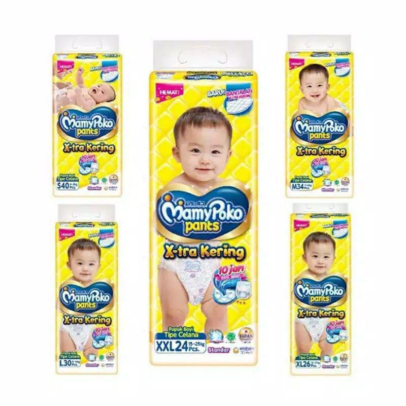 Pampers Anak Merk Mamy Poko Tipe Celana Uk S40, M34,L30