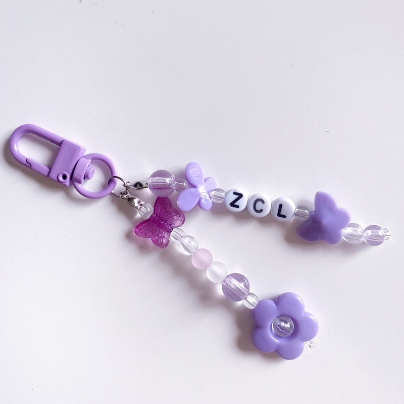 beads keychain gantungan hp ( custom keychain / phone strap with heart hook)