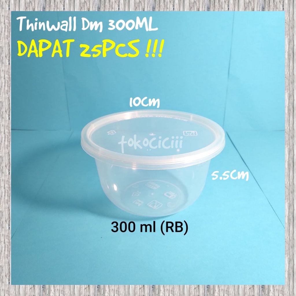 Thinwall food container 300ml / Cup salad 300ml/ Cup puding 300ml / Mangkok plastik / Mangkok Bening